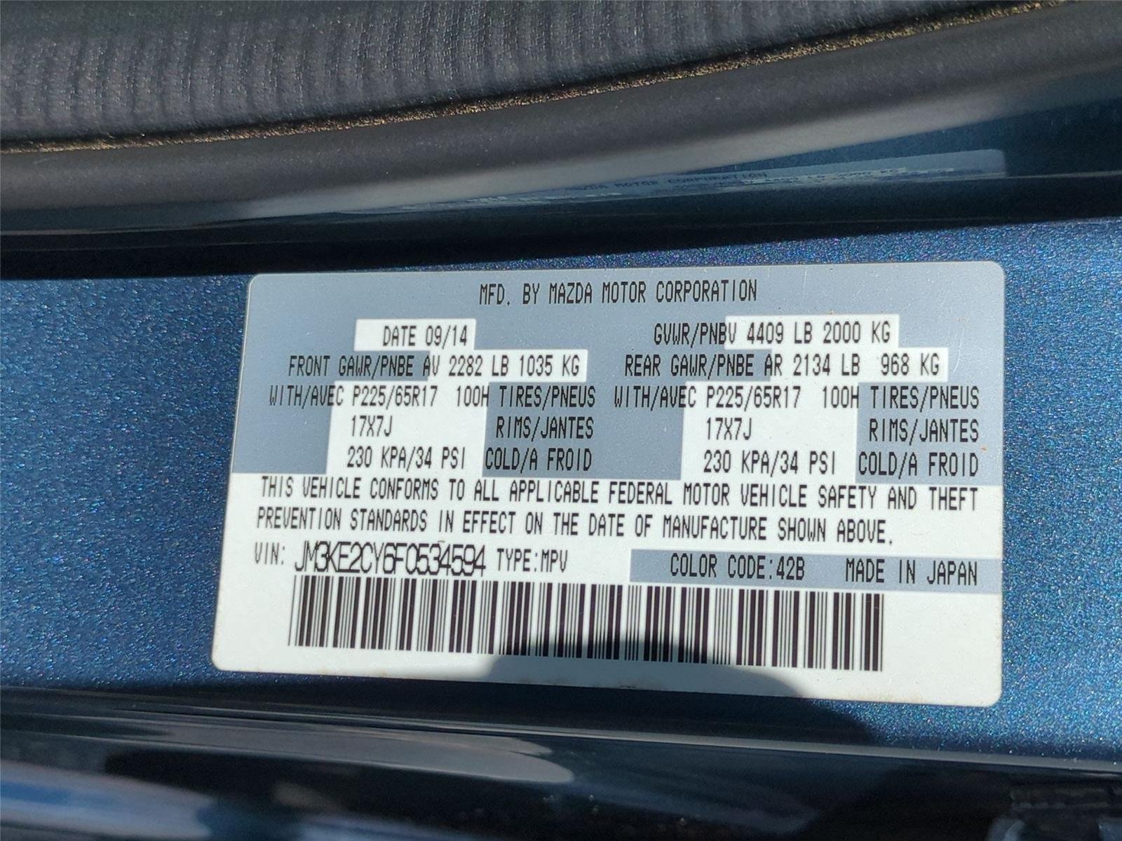 Used 2015 Blue Reflex Mica Mazda Touring image 41