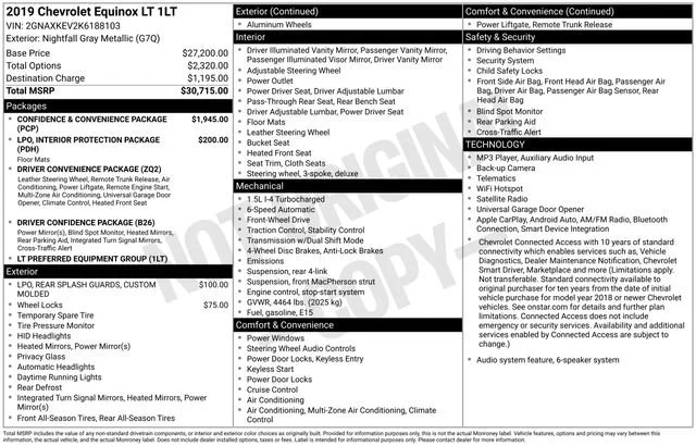 Used 2019 NIGHTFALL GRAY METALLIC Chevrolet LT image 3