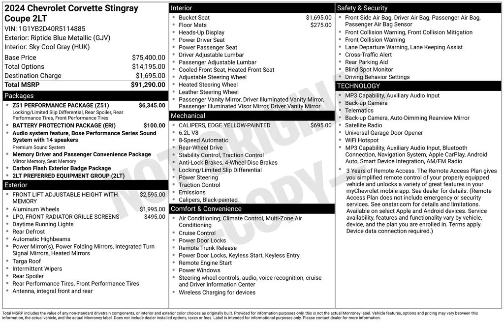 Used 2024 Blue Chevrolet Stingray image 10