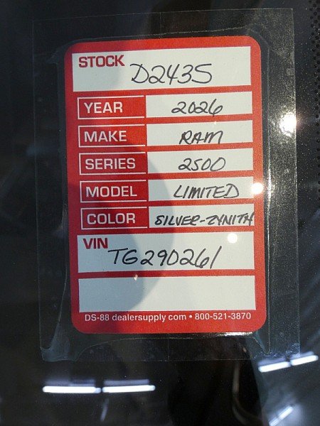 New 2026 Silver-Zynith Exterior Paint RAM Longhorn Mega Cab 6