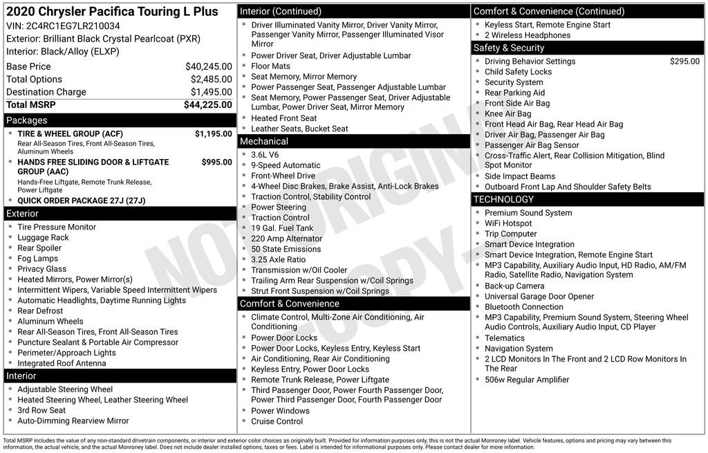 2020 Chrysler Pacifica Touring L Plus