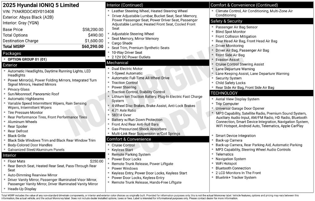 Used 2025 Hyundai IONIQ 5 Limited with VIN 7YAKRDDC4SY010408 for sale in Highland Park, IL