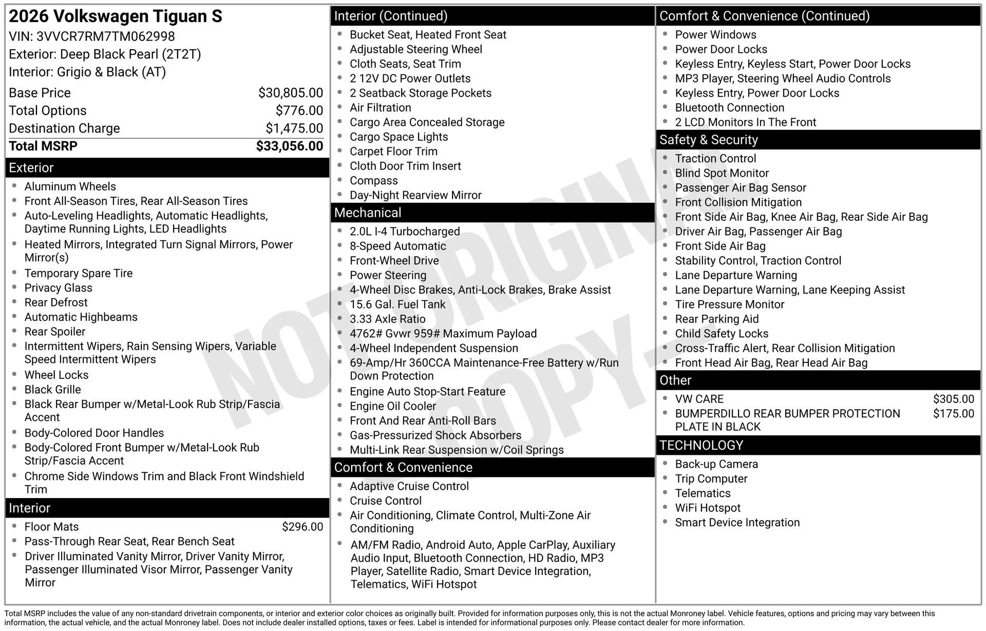 Certified Used 2026 Black Volkswagen 2.0T S image 2