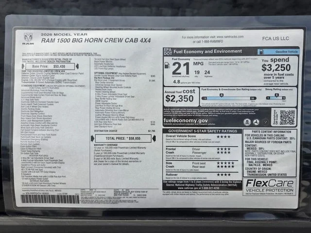 New 2026 Granite Crystal Metallic Clear-Coat Exterior Paint RAM Big Horn/Lone Star image 3