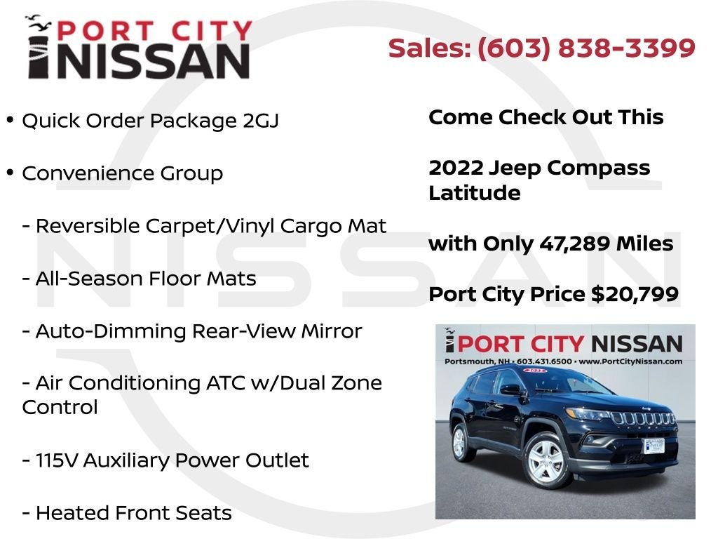 Used 2022 Diamond Black Jeep Latitude w/convenience group image 8