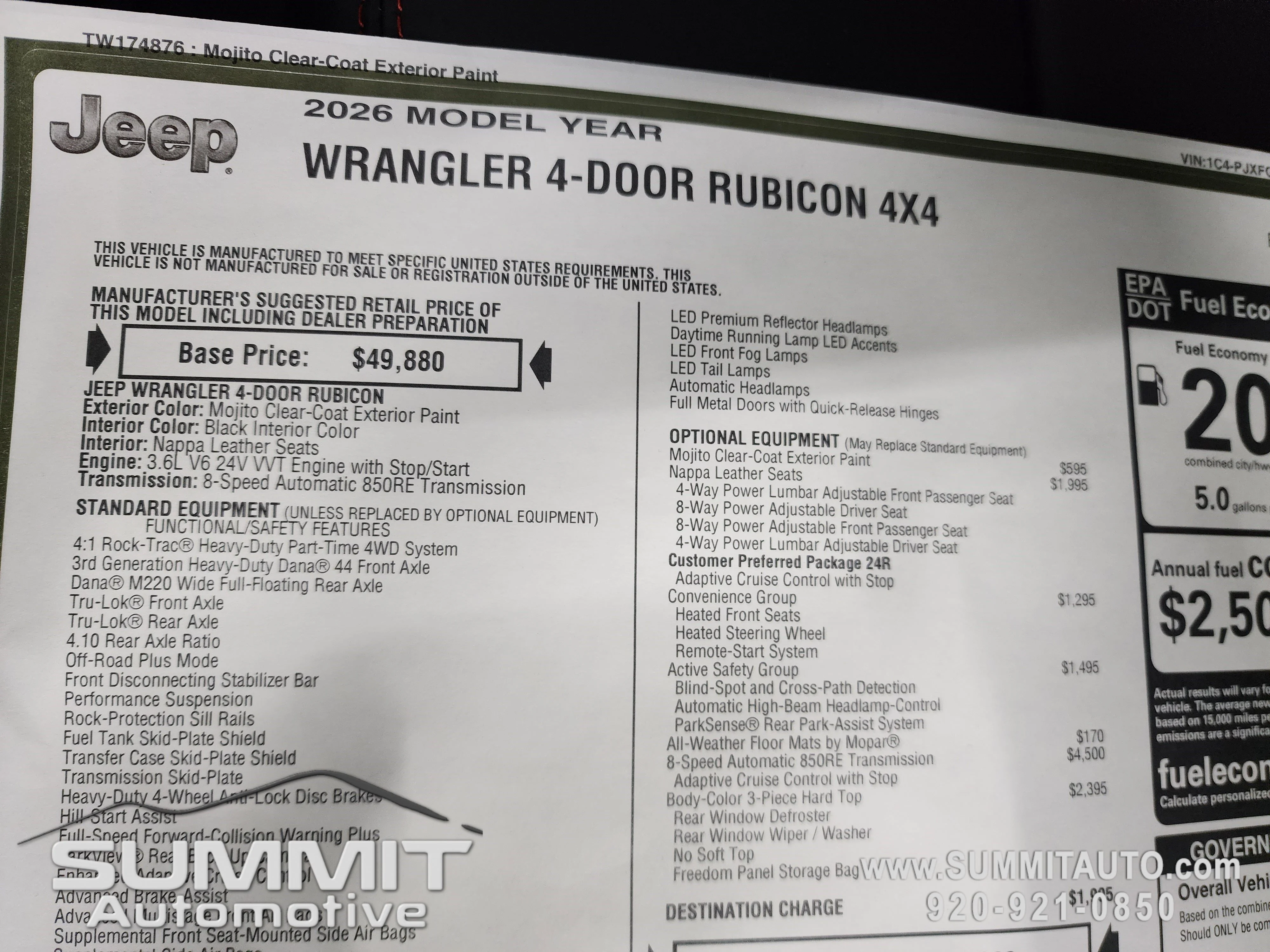 New 2026 Mojito Clear-Coat Exterior Paint Jeep Rubicon image 10