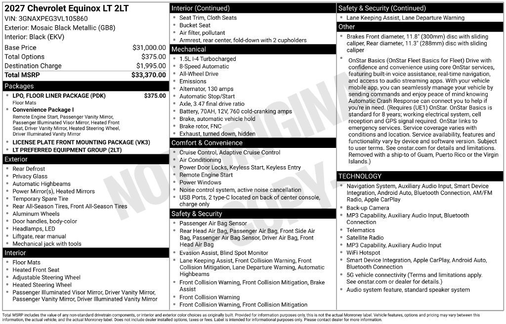 New 2027 Mosaic Black Metallic Chevrolet LT image 30