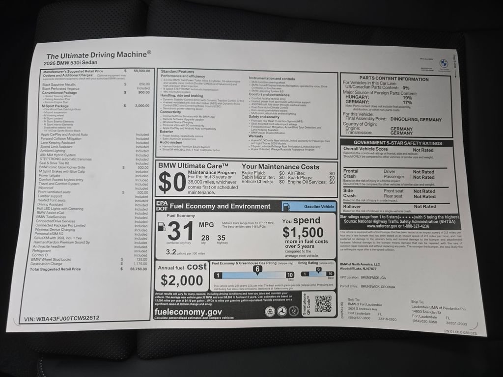 Used 2026 Black Sapphire Metallic BMW 530i image 21
