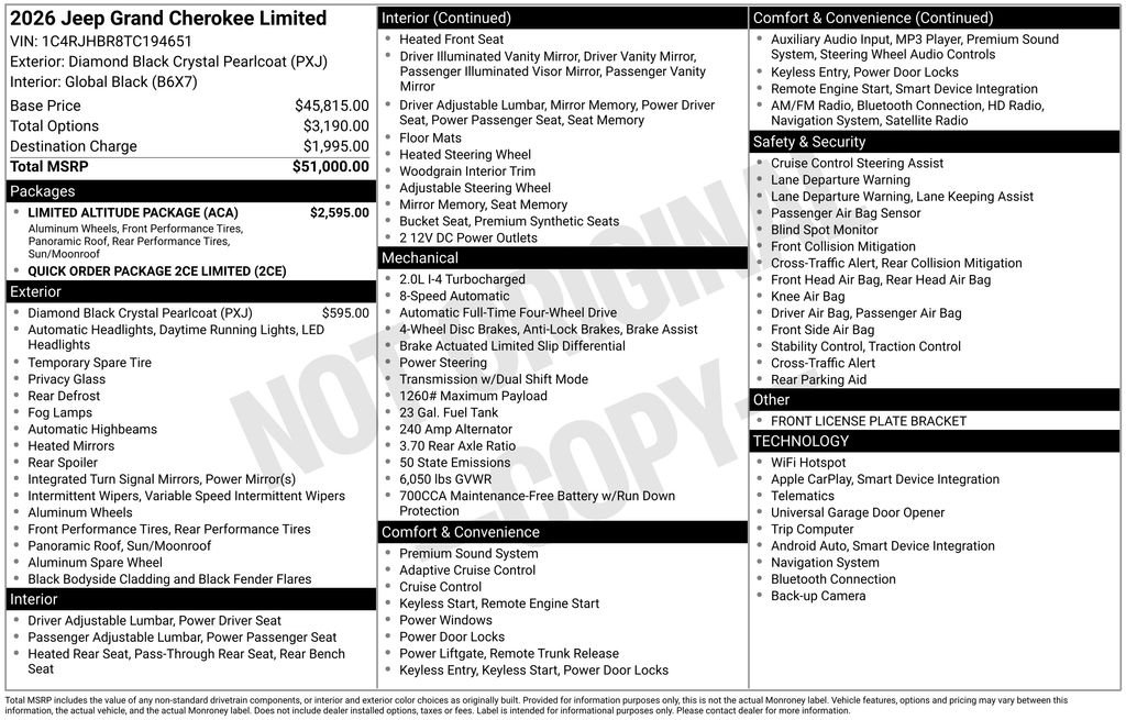 New 2026 Diamond Black Crystal Pearlcoat Jeep Limited image 21