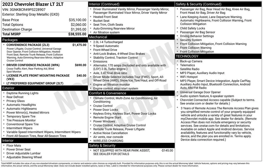 Used 2023 STERLING GRAY METALLIC Chevrolet LT image 7