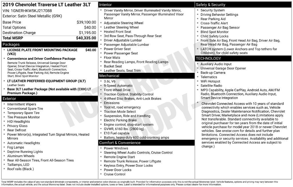 Certified Used 2019 SATIN STEEL METALLIC Chevrolet LT Leather image 18