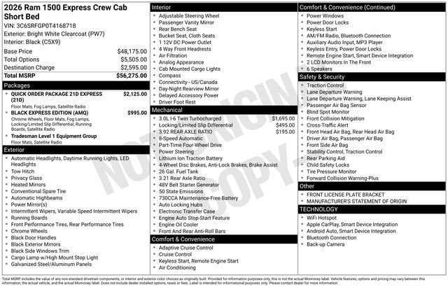 New 2026 Bright White Clearcoat RAM Express image 20
