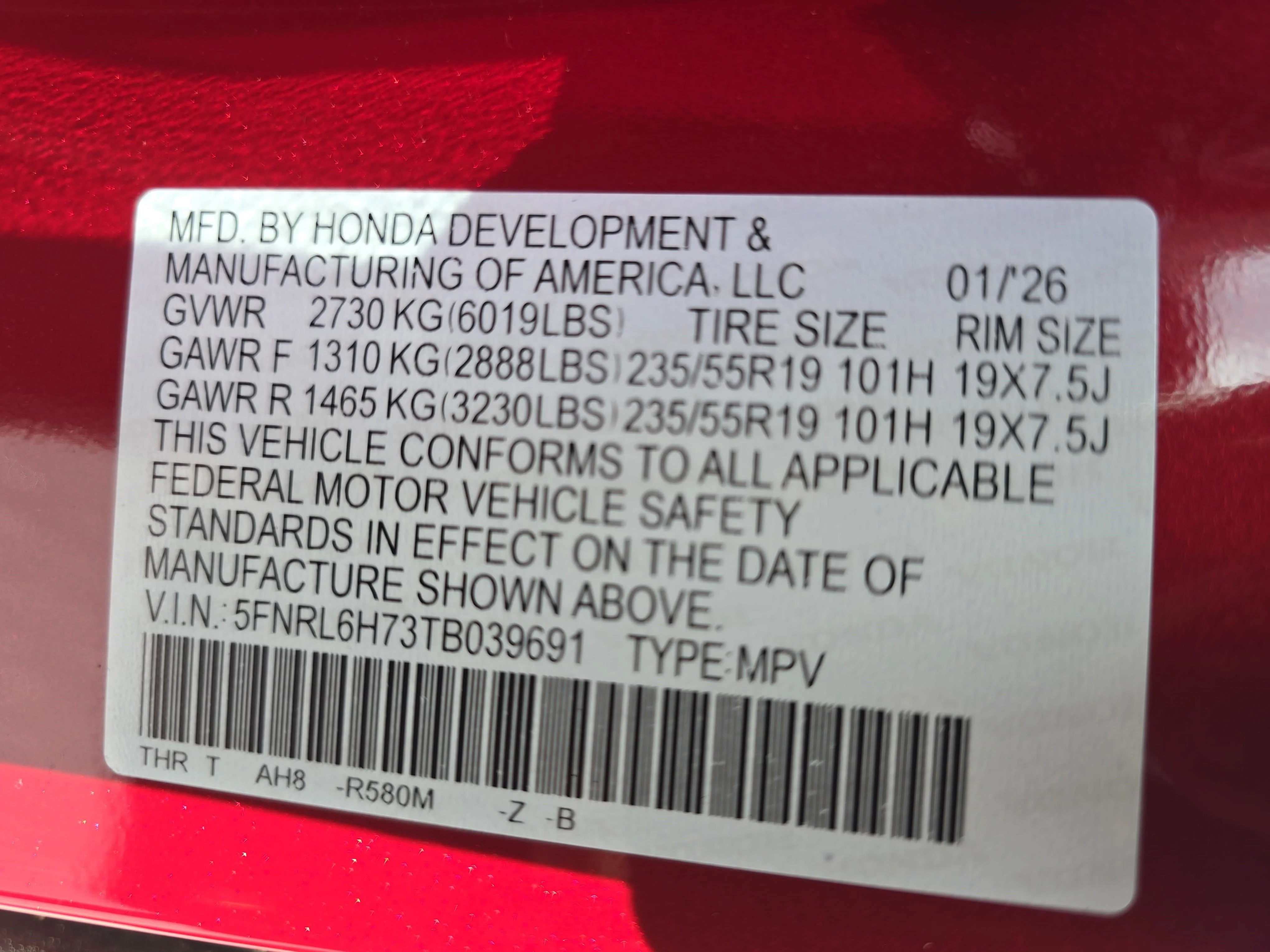 New 2026 Radiant Red Metallic II Honda Sport-L image 37