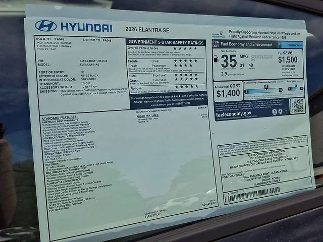 New 2026 Black Hyundai SE image 16
