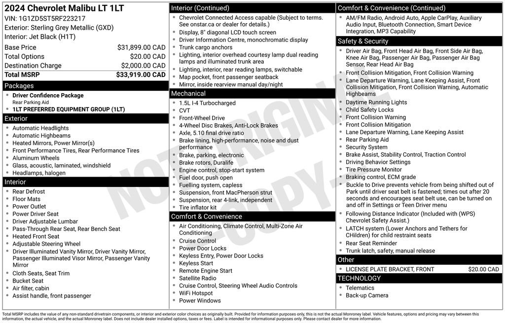 Used 2024 Chevrolet Malibu 1LT with VIN 1G1ZD5ST5RF223217 for sale in Elk River, Minnesota