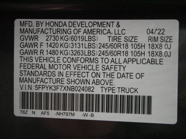 Used 2022 Modern Steel Metallic Honda Crew Cab RTL-E image 32
