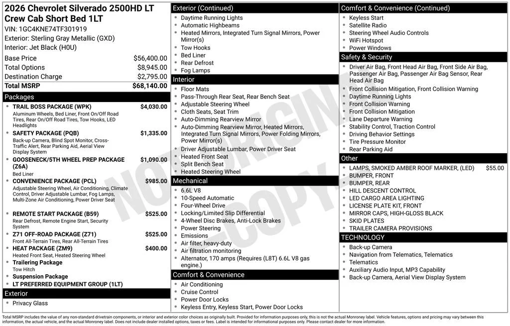New 2026 Sterling Gray Metallic Chevrolet LT image 1