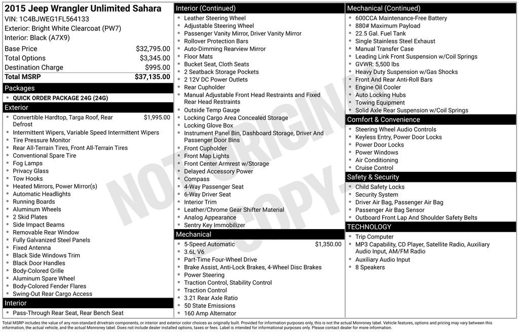 Used 2015 White Jeep Unlimited Sahara image 2