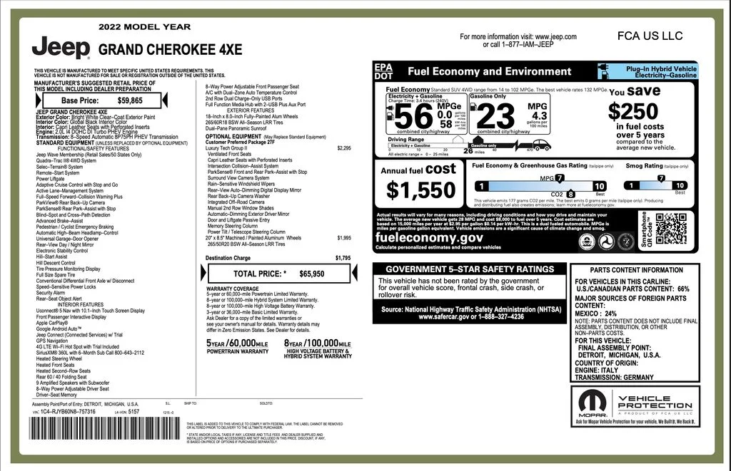 Used 2022 White Jeep 4xe image 3