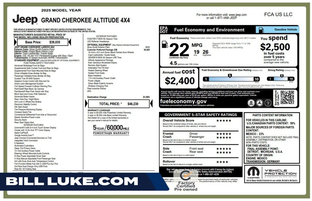 Certified Used 2025 Silver Jeep Altitude image 1