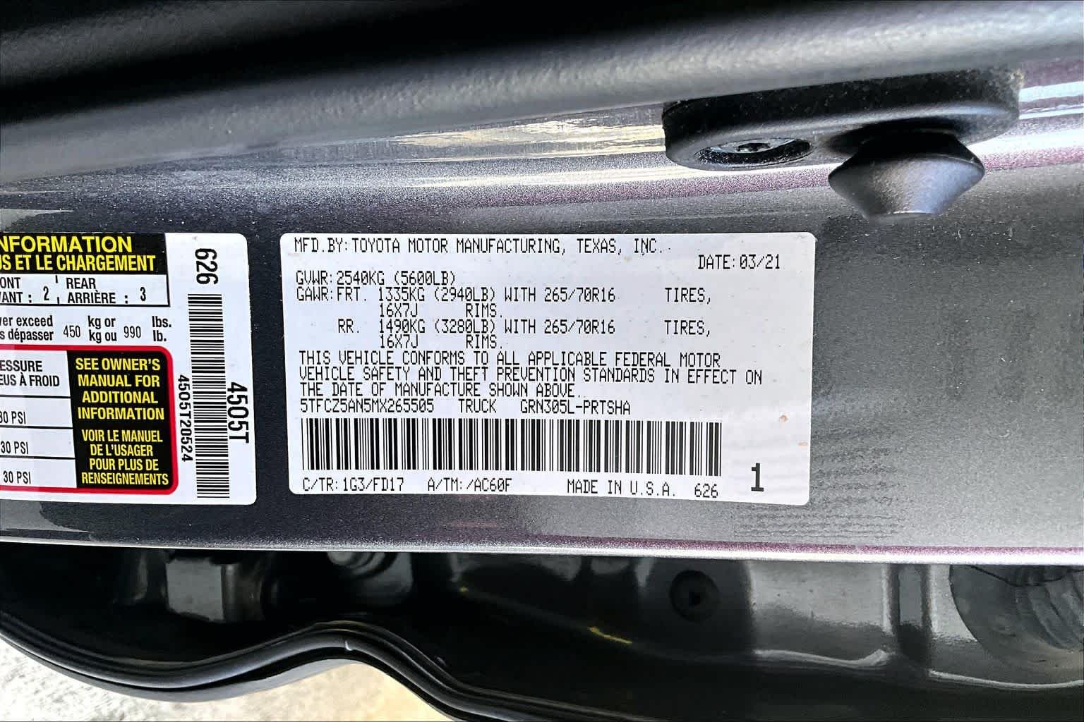 Used 2021 Magnetic Gray Metallic Toyota TRD Off Road image 31