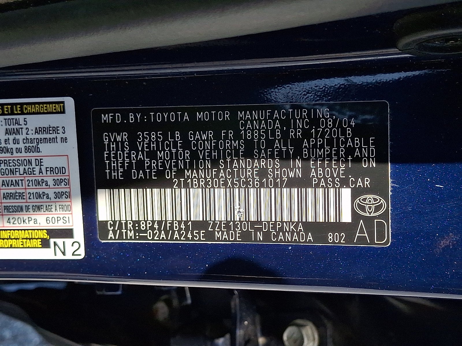 Used 2005 Indigo Ink Pearl Toyota LE image 27