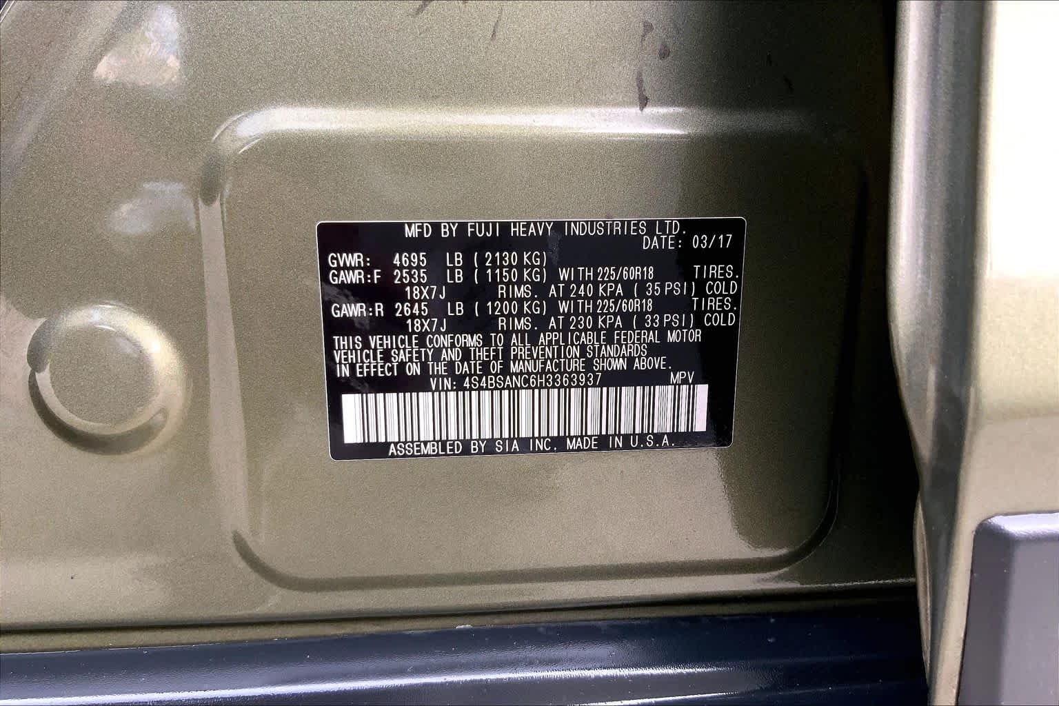 Used 2017 Wilderness Green Metallic Subaru Limited image 35