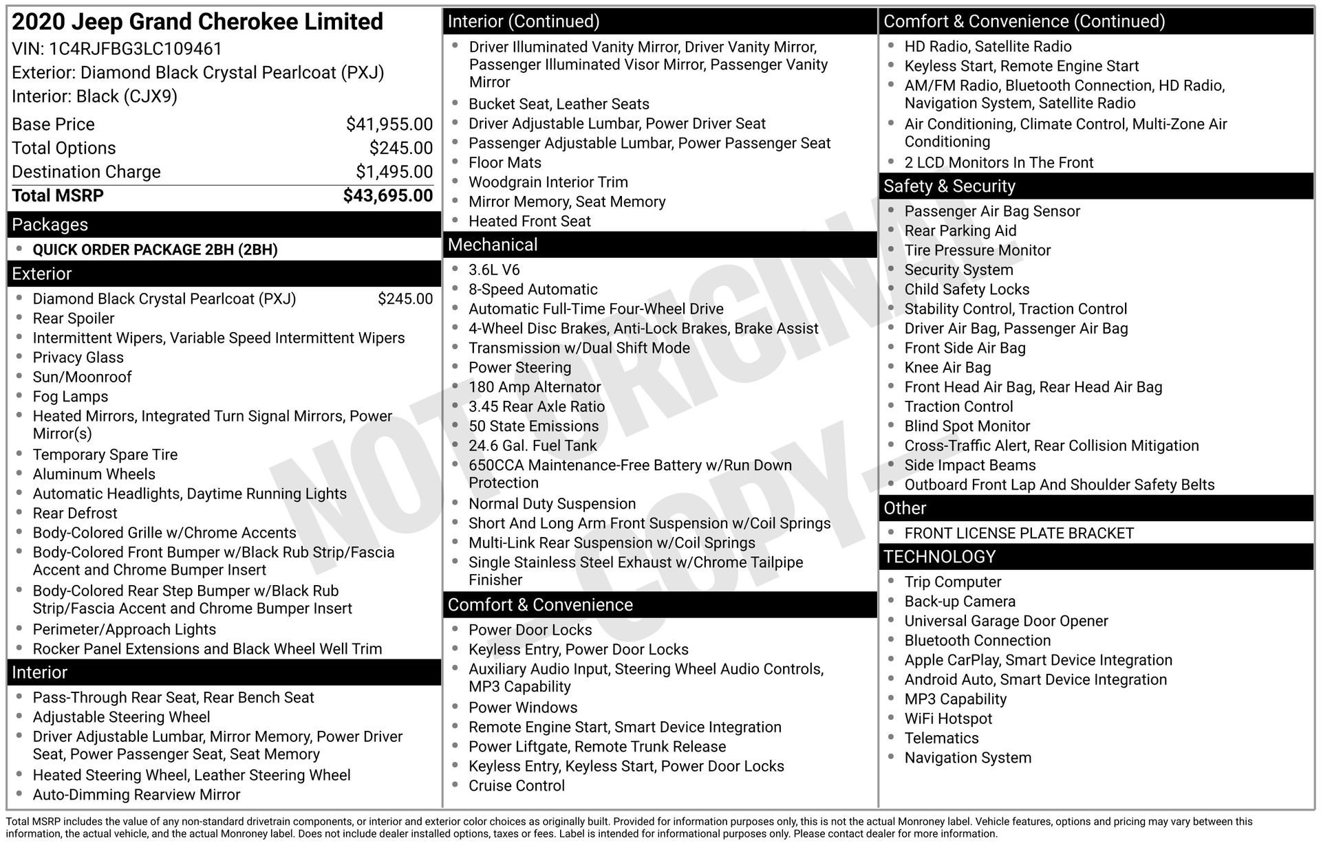 2020 JEEP GRAND CHEROKEE - Image 3