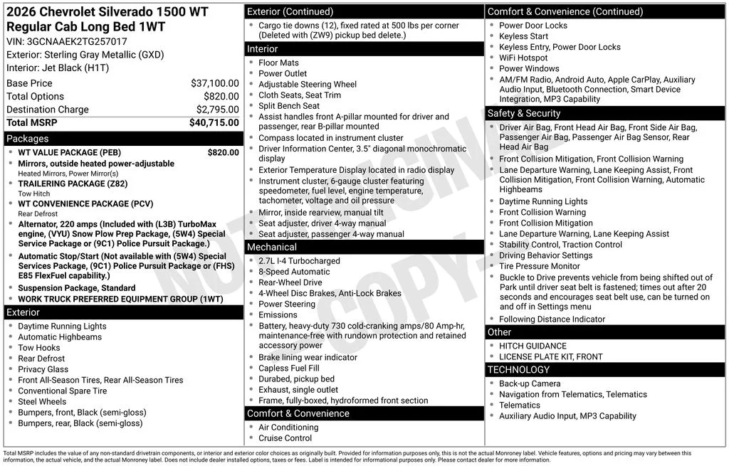 Used 2026 Gray Chevrolet WT image 6