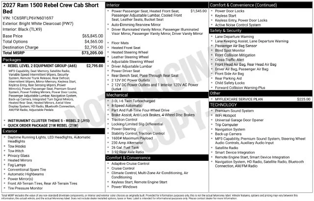 New 2027 Bright White Clear-Coat Exterior Paint RAM Rebel image 4