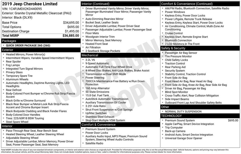 Used 2019 Jeep Cherokee Limited with VIN 1C4PJMDX2KD440095 for sale in Elk River, Minnesota