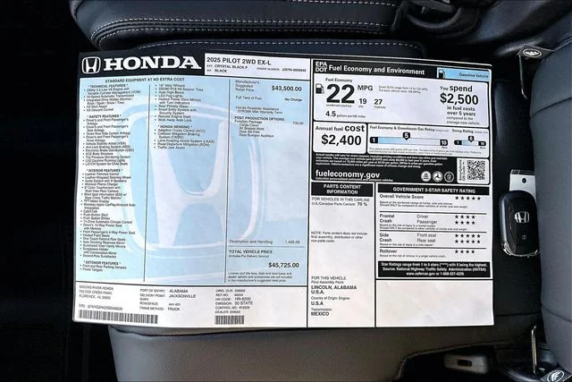 New 2025 Honda Pilot EX-L 4D Sport Utility