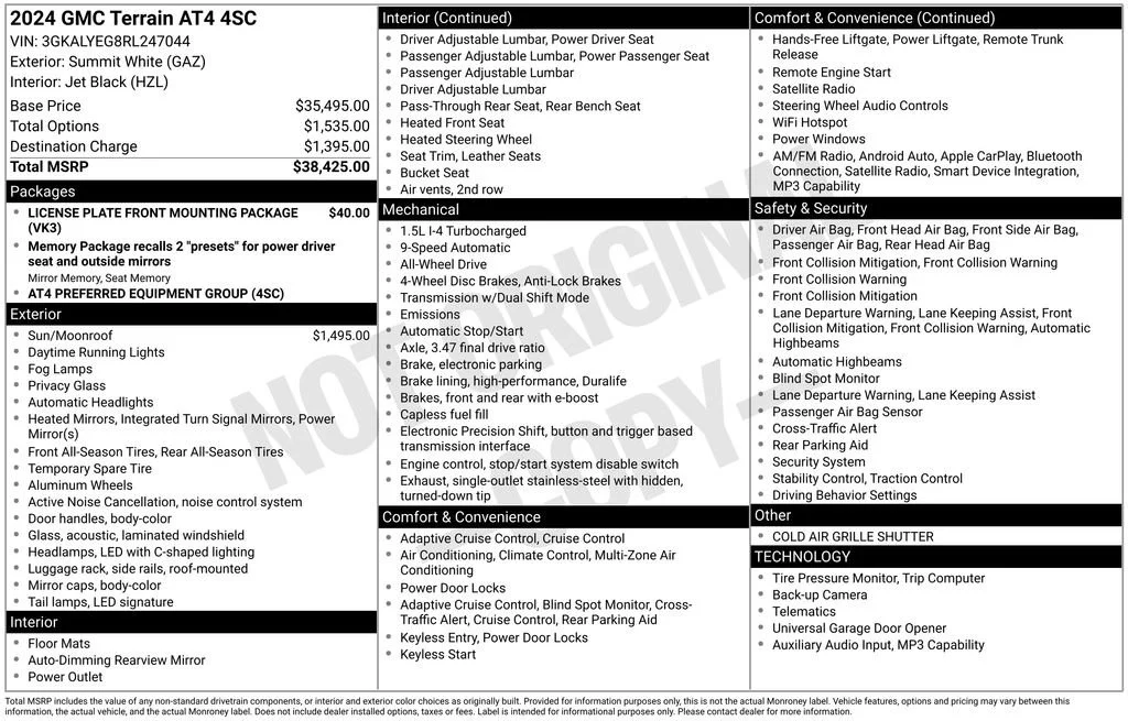 Used 2024 Summit White GMC AT4 image 1