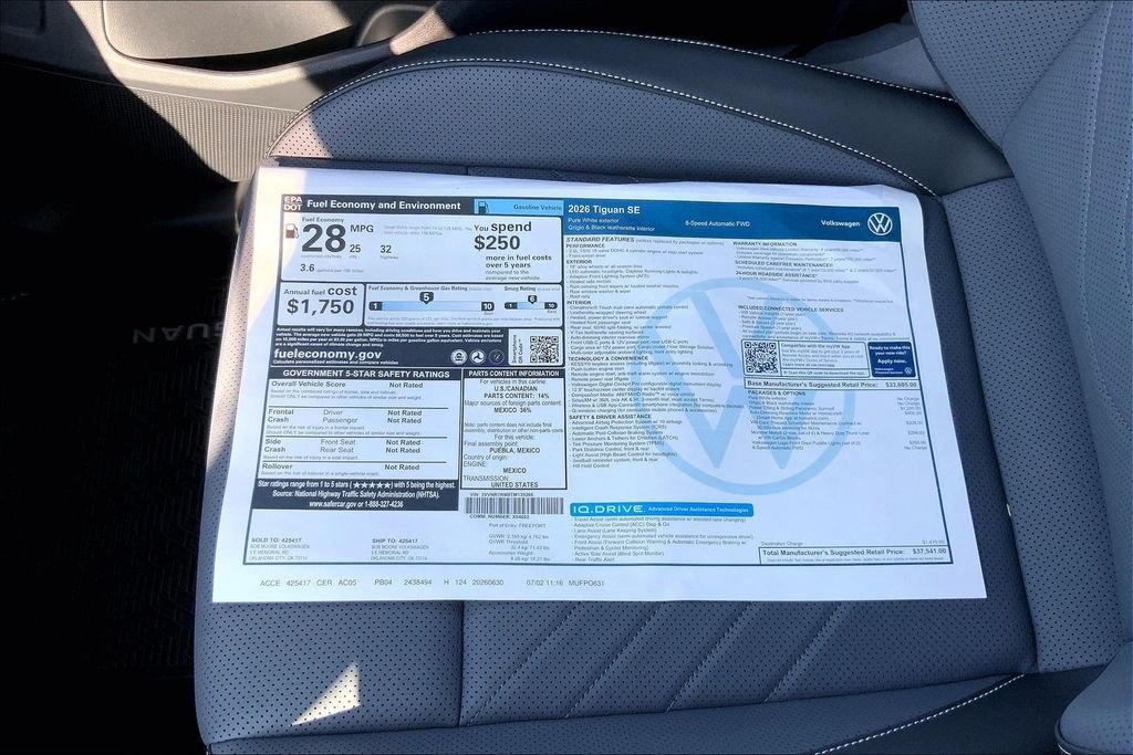 New 2026 Pure White Volkswagen 2.0T SE image 14