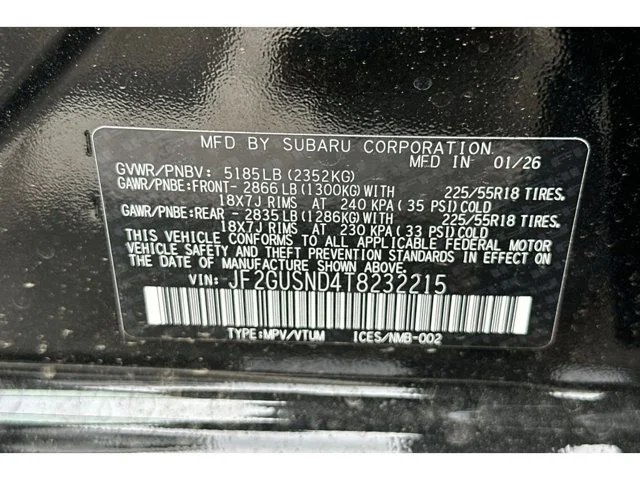 New 2026 CRYSTAL BLACK SILICA Subaru Limited Hybrid image 56