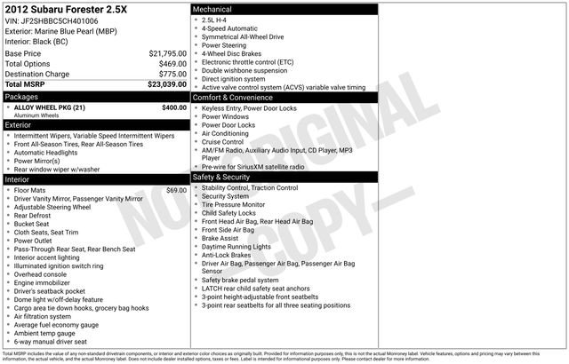 2012 Subaru Forester X