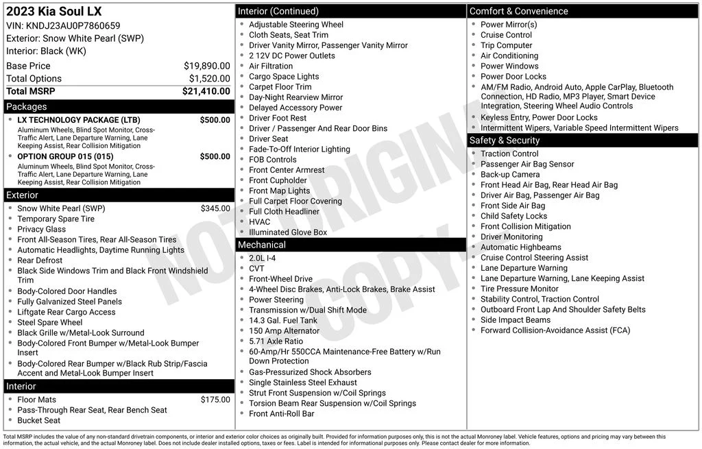 Used 2023 White Kia LX image 17