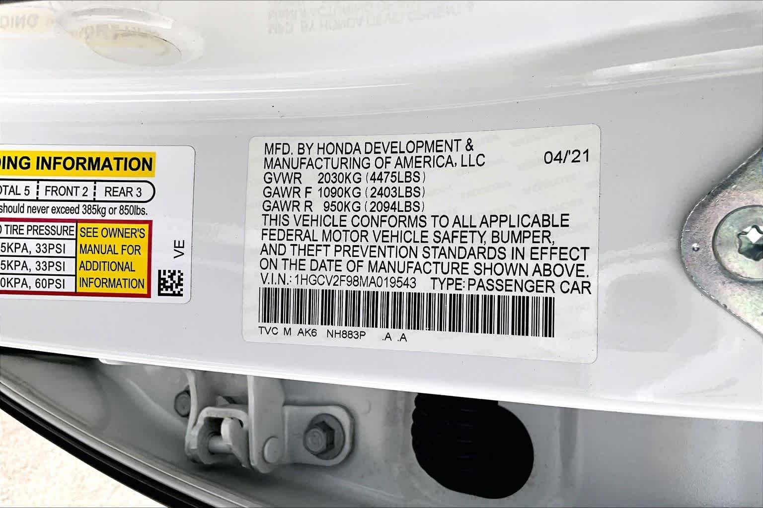 Used 2021 Platinum White Pearl Honda Touring image 32