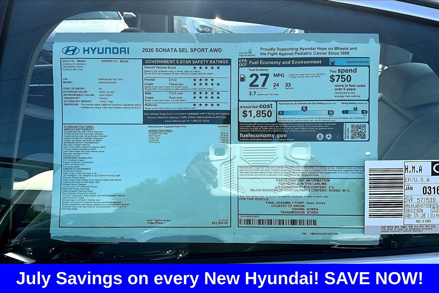 New 2026 Silver Hyundai SEL Sport image 18