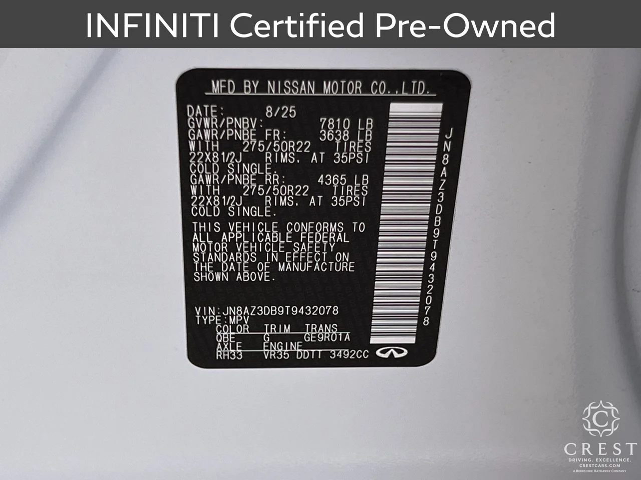 Certified Used 2026 Radiant White INFINITI SPORT image 33