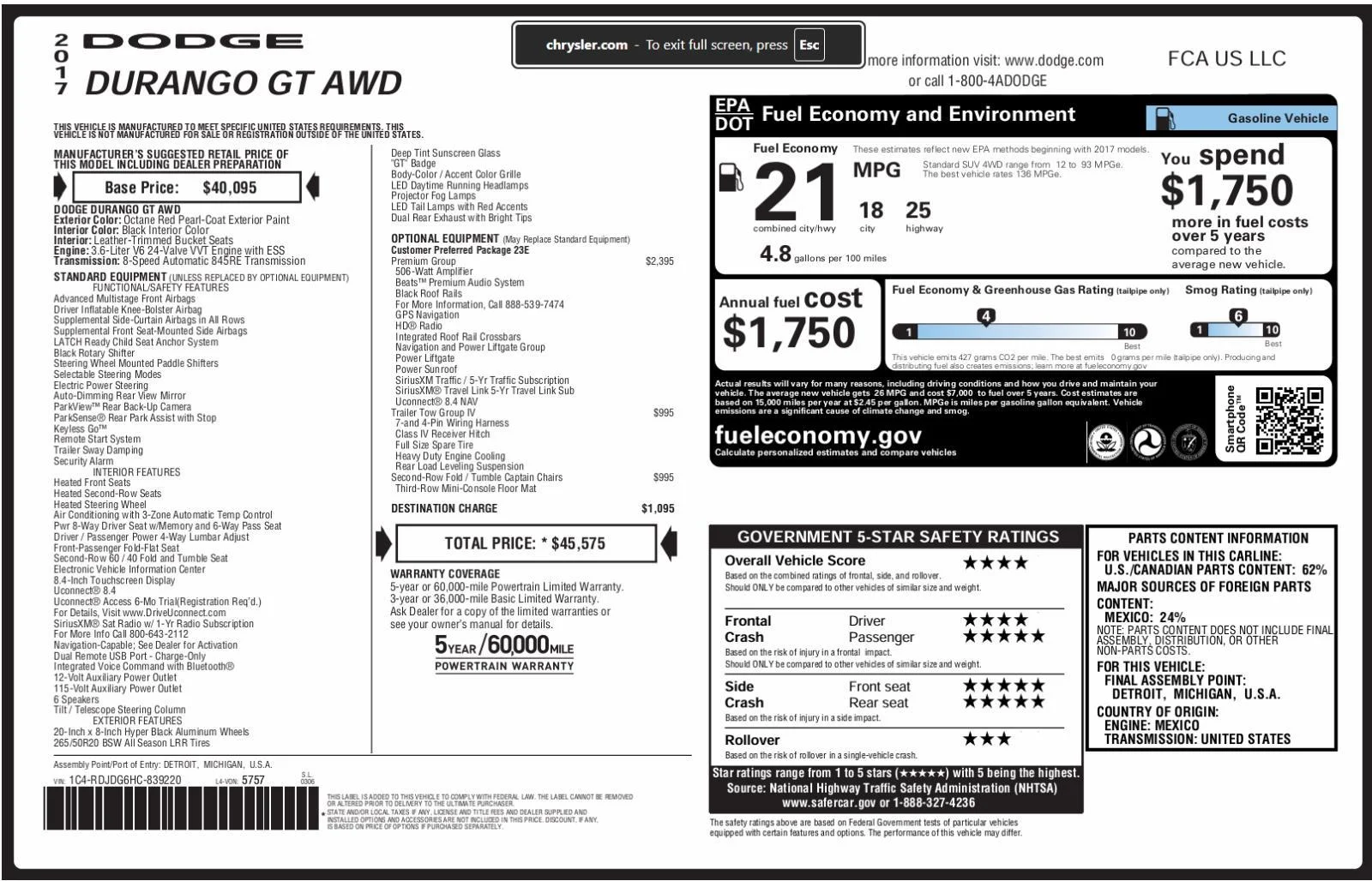 Used 2017 Octane Red Pearlcoat Dodge GT image 15