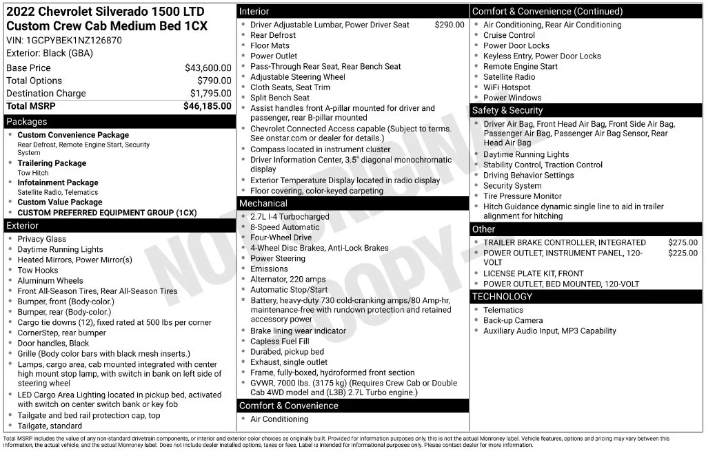 Used 2022 Black Chevrolet Custom image 6