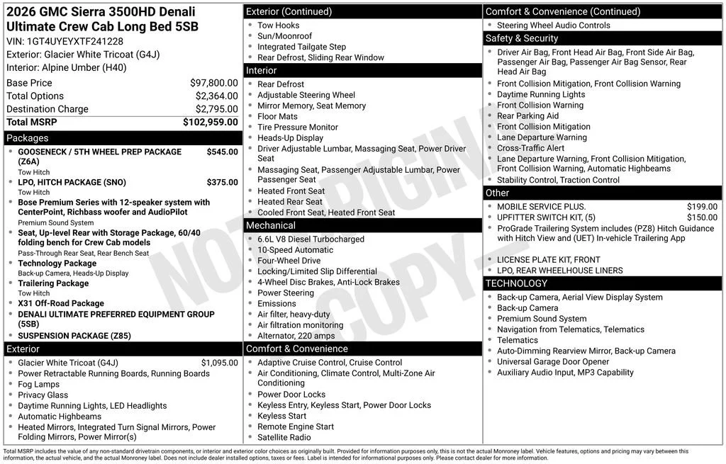 New 2026 Glacier White Tricoat GMC Denali Ultimate DRW image 17