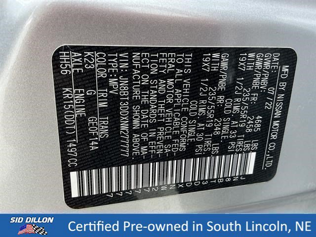 Certified Used 2022 Brilliant Silver Metallic Nissan Platinum image 14