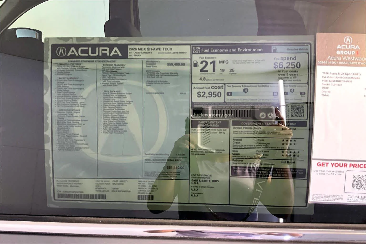 New 2026 Liquid Carbon Metallic Acura With Technology Package image 19
