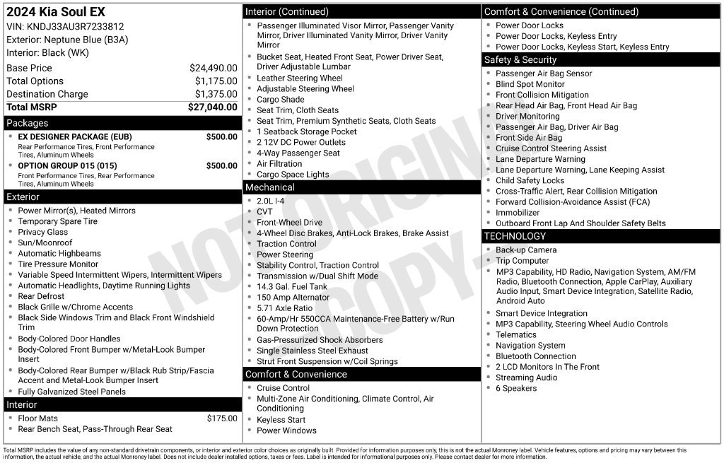 Used 2024 Blue Kia EX image 2