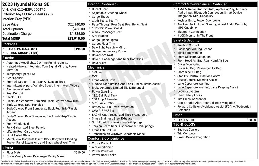 Used 2023 Black Hyundai SE image 3