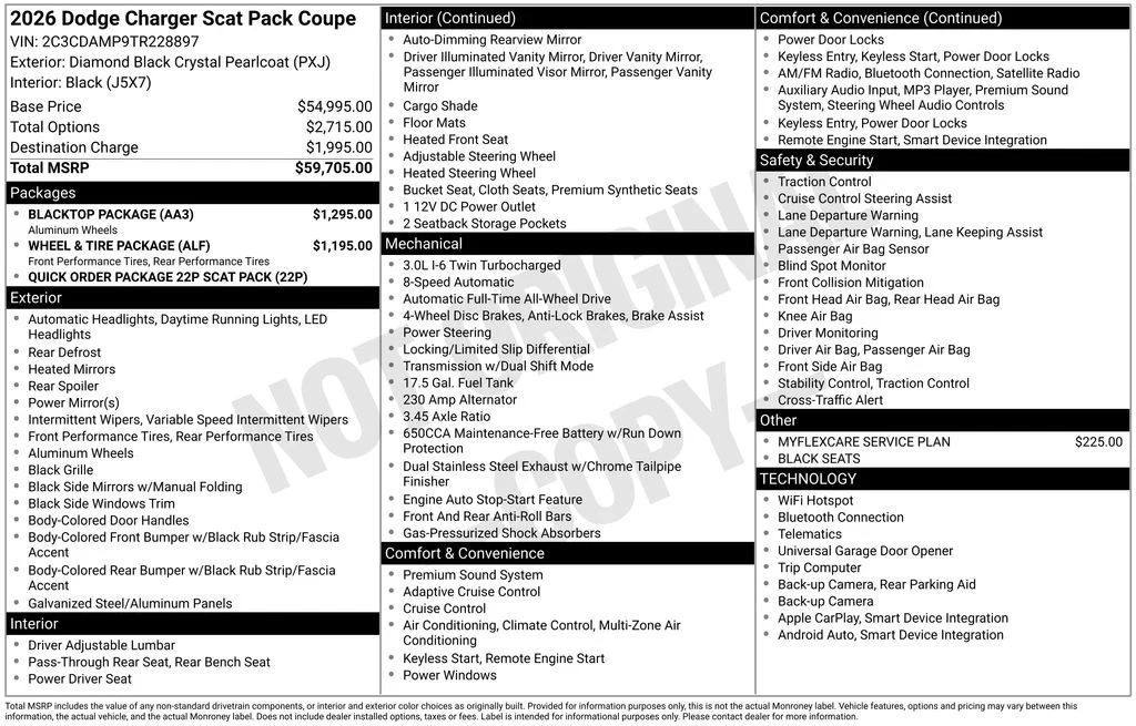 New 2026 Diamond Black Crystal Pearlcoat Dodge Scat Pack image 5