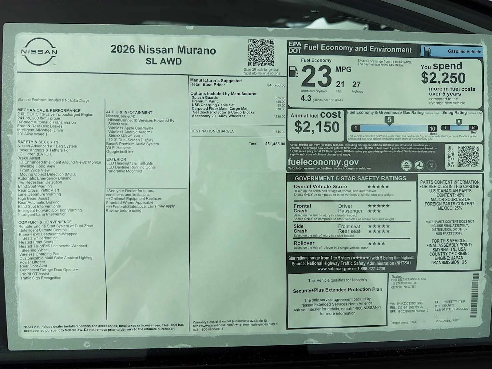New 2026 Everest White Pearl TriCoat Nissan SL image 6