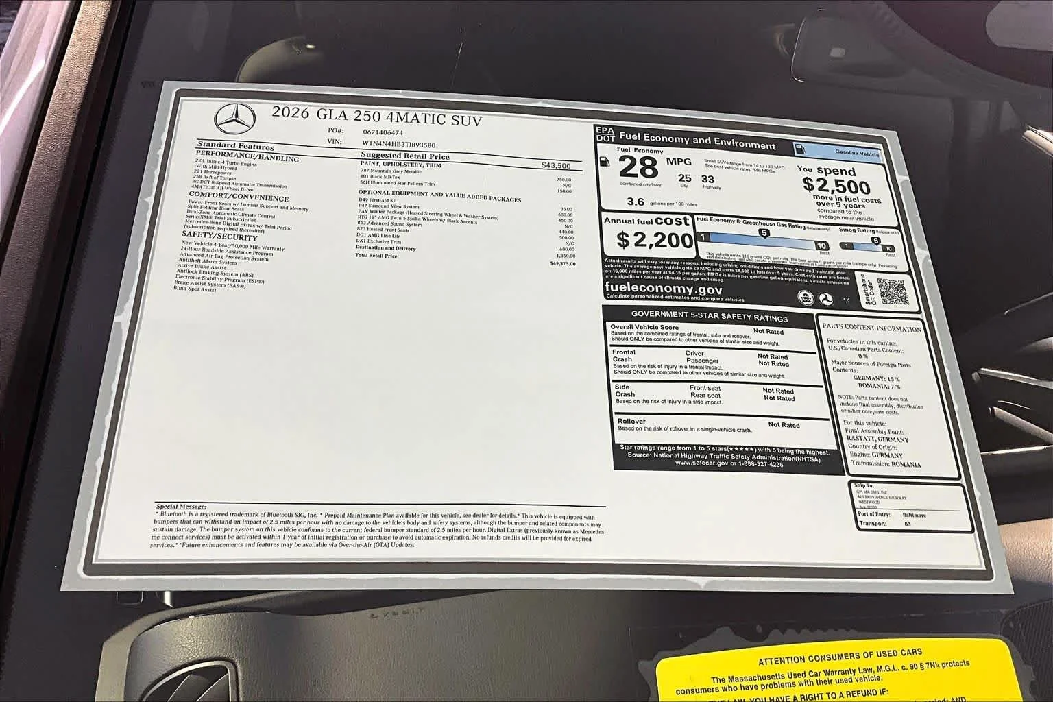 New 2026 Mountain Grey Metallic Mercedes-Benz GLA 250 image 18